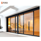 ISO9001 portes de poche insonorisées en aluminium intérieur en verre coulissant portes de patio avec écran
