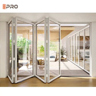 Porte coulissante extérieure en verre en aluminium Porte pliante bi verticale