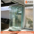 Portes de patio en verre d'aluminium pour maison sans cadre extérieur portes coulissantes pliantes