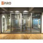 Portes coulissantes se pliantes gâchées adaptées aux besoins du client de double en aluminium avec le double détail en verre simple de porte de patio d'écran