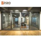 La poudre de conception moderne a enduit les portes coulissantes en aluminium pour les portes en verre de glissement automatiques commerciales facultatives de couleur de bureau