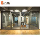 La poudre de conception moderne a enduit les portes coulissantes en aluminium pour les portes en verre de glissement automatiques commerciales facultatives de couleur de bureau