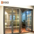 Portes se pliantes en aluminium horizontales pour la cuisine avec de doubles portes de pliage de verre trempé avec la moustiquaire