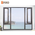 Le double en aluminium adapté aux besoins du client de rendement optimum de Windows de tissu pour rideaux a glacé la fenêtre s'ouvrante centripète d'asement avec