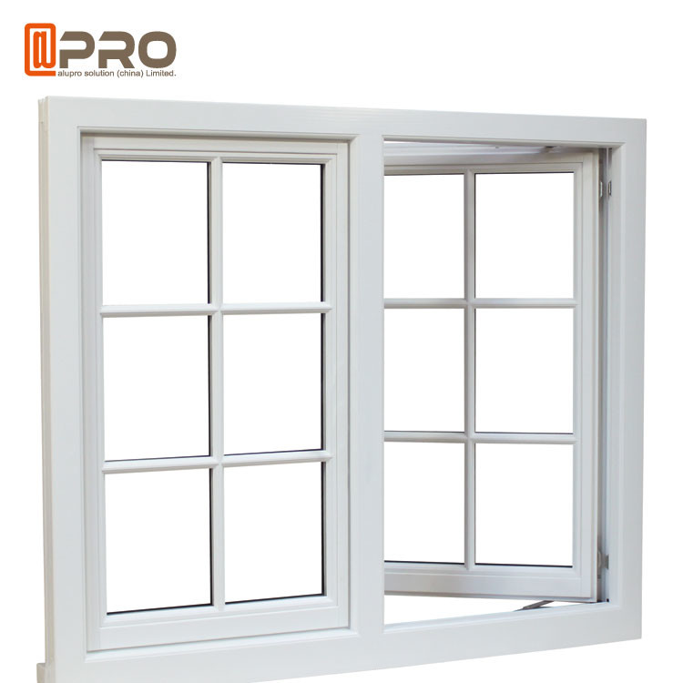 Résidentiel éliminez le tissu pour rideaux Windows/fenêtre de pivotement en aluminium avec les fenêtres en aluminium blanches de conception de grille