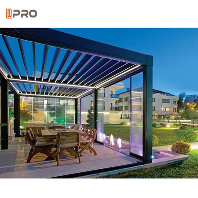 Pergola en aluminium moderne personnalisée patio extérieur ouverture automatique