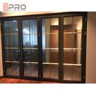 Portes se pliantes en aluminium horizontales pour la cuisine avec de doubles portes de pliage de verre trempé avec la moustiquaire