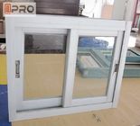 Windows coulissant en aluminium blanc économiseur d'énergie avec le dessus en verre réfléchissant a accroché la fenêtre de glissement en aluminium de fenêtre de glissement
